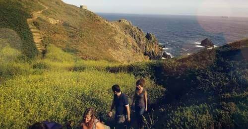 green fields and sea in background in guernsey