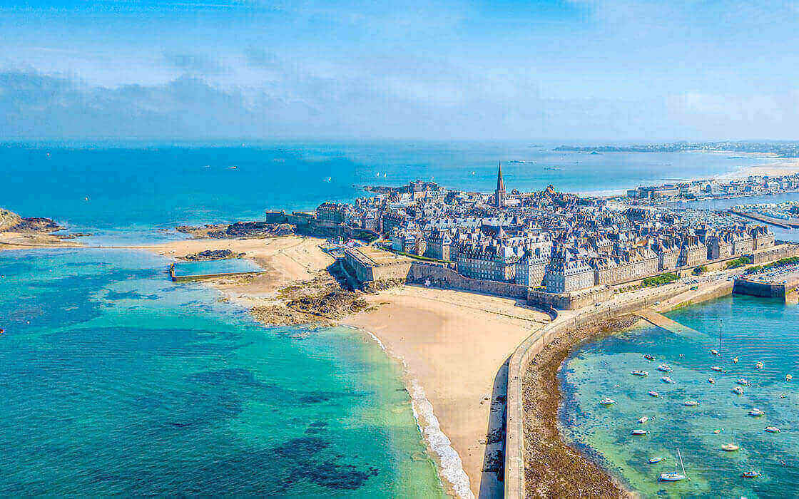st malo brittany surrounded by blue sea and blue sky 