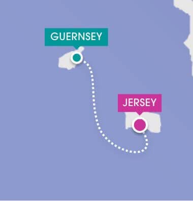route map of guernsey to jersey by ferry