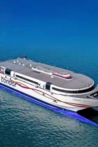 overhead view of condor voyager with blue skies and blue seas